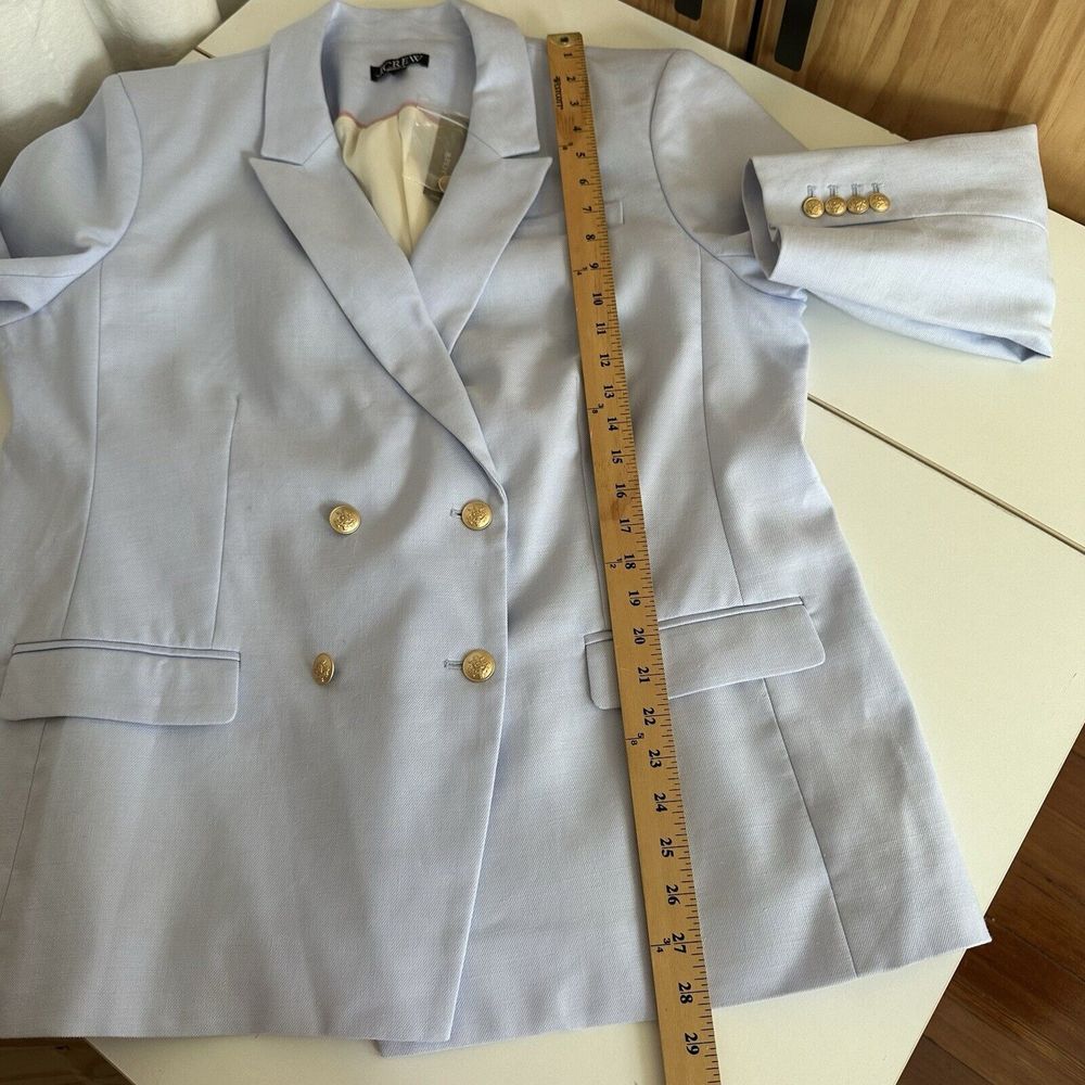 NWT 2024 J Crew Greta Blazer Stretch Linen Blend 18 PeriBreeze Blue Gold Button‎ - Picture 7 of 16